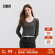 森馬（Semir）毛衣女短款假兩件正肩顯瘦2025春季新款緊身絞花毛衫慵懶氣質(zhì) 白灰色調00312 XL 170/92A