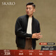 SKARO【抗起球】拉鏈針織開(kāi)衫男秋冬款長(cháng)袖立領(lǐng)黑色休閑毛衣外套 黑色SKA581 M