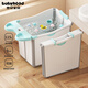 世紀寶貝（babyhood）左右折疊兒童浴桶 嬰兒洗澡盆 寶寶泡澡桶0-10歲游泳桶 317藍