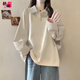舒翎春夏薄款polo領(lǐng)半拉鏈衛衣女2025年新款小個(gè)子慵懶風(fēng)長(cháng)袖上衣外套 卡其色 L 建議100-115斤