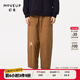 幻走（MOVEUP）冬季新款.FUN系列純棉收褶松緊腰繡花休閑直筒褲女 咖啡 S