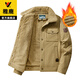 雅鹿夾克男冬裝羊羔絨休閑保暖工裝外套男士冬季加絨加厚中年爸爸上衣 卡其色 加絨 XL