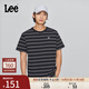 Lee商場(chǎng)同款25新品舒適版圓領(lǐng)條紋Logo徽標男短袖T恤LMT010158207 黑色 L