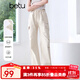 百圖betu女裝2025夏季新款休閑褲假日工裝褲可調節褲腳褲子女2505X02 杏色 M