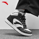 安踏運動(dòng)高幫板鞋男女情侶同款冬季新款黑白拼接色學(xué)生休閑運動(dòng)鞋子 【高幫】象牙白/黑8087-4 40 【正品保證，假一賠十】