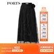 PORTS寶姿女士半身裙優(yōu)雅氣質(zhì)logo刺繡網(wǎng)紗系帶半裙SM8S024MLQ005 黑色 S (4)