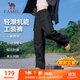 駱駝（CAMEL）加絨機能工裝降落傘褲中性抽繩束腳褲 C24CR1L7658L 幻影黑 L