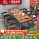 果漫實(shí)木長(cháng)桌家用去客廳化書(shū)桌美式休閑咖啡桌辦公桌會(huì )議桌餐桌鐵藝腿 1.8米實(shí)木桌+鐵藝椅4 升級豪華版
