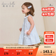 戴維貝拉（DAVE＆BELLA）2025夏裝新款女童連衣裙小童裙子兒童襯衫裙洋氣女寶寶公主裙童裝 藍白條紋【現貨】 110 cm（建議身高100-110cm）