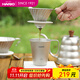 HARIO新品鈦系列手沖咖啡V60濾杯手沖壺咖啡杯鈦杯輕巧家用戶(hù)外露營(yíng) 鈦濾杯-01號藍色 贈MASADA粘粘家貓貓玻璃杯