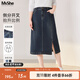 MsShe【直筒開(kāi)叉牛仔半身裙】大碼女裝2025秋裝胖mm顯瘦中長(cháng)裙子 牛仔深藍綠色現貨 2XL