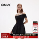 ONLY2025秋季新款拼接純色一字肩花苞裙短裙連衣裙女|125161024 H1Z黑色 M