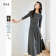 梵希蔓韓版高級感通勤套裝裙女秋季新款上衣半裙超火套裝 深花灰色 XL