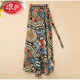 浪莎一片式印花系帶裹身裙度假風(fēng)高腰開(kāi)叉雪紡包臀裙半身不規則沙灘裙 花團錦簇3 均碼