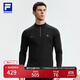 FILA 斐樂(lè )官方男裝針織長(cháng)袖上衣2025秋季新款健身運動(dòng)舒適半拉鏈長(cháng)袖T 深黑-BK 2XL 185/104A/XXL