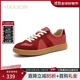 哈森休閑板鞋女春季真皮平底鞋圓頭時(shí)尚百搭德訓鞋HWC240107 紅色 38