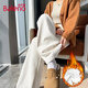 班尼路（Baleno）燈芯絨直筒褲女2025秋冬季新款加絨加厚保暖窄版高腰闊腿休閑長(cháng)褲