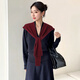 沐霓春秋款百搭安可拉酒紅針織披肩外搭新款空調房護肩頸腰部披風(fēng)坎肩 酒紅色 均碼