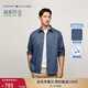 TOMMY HILFIGER【免燙肌理】25春夏新款男裝商務(wù)休閑純色條紋長(cháng)袖襯衫外套 【凈色】-深藍色DBZ M （推薦：135-150斤）