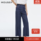 moussy 2025年新款水洗直筒闊腿牛仔褲028ISA12-3971 110藍色 M