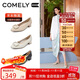 康莉（COMELY）軟牛皮單鞋女25年春季舒適粗跟媽媽鞋方扣單鞋女士鞋子 黑色  37 