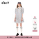 DZZIT地素春夏法式復古泡泡袖徽章設計條紋短袖連衣裙3H2O4452T 深藍色 XS