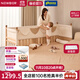 紐貝耳newber嬰兒床 拼接床 兒童床 嬰兒拼接床大床實(shí)木 無(wú)縫可升降護欄 無(wú)極腳柱+椰棕床墊+城堡床圍 200CM*60CM