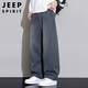 JEEP SPIRIT吉普休閑褲男士褲子男闊腿直筒春秋季高端寬松潮流美式彎刀褲
