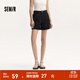 森馬（Semir）休閑褲女簡(jiǎn)約小心機直筒褲ins潮夏季小個(gè)子時(shí)尚翻邊短褲百搭 黑色90001 M