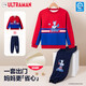 ULTRAMAN奧特曼男孩加絨衛衣套裝兒童春秋休閑長(cháng)袖長(cháng)褲子AHM96180紅色140