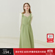 范思藍恩23FS11245 桃心領(lǐng)連衣裙女春秋裝新款法式撞色拼接裙子 綠色 S
