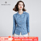 MORELINE沐蘭優(yōu)雅氣質(zhì)復合蕾絲襯衫女上衣2024秋裝新款高級感修身襯衣 淺蘭 M 38