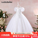 蘿卜唄唄女童禮服裙兒童裝公主裙婚紗裙走秀服鋼琴主持表演服 白色 130