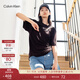 Calvin Klein Jeans夏季女士休閑字母印花ck抽褶設計黑色短袖連衣裙J221124 BEH-太空黑 L