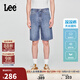 Lee涼涼褲25新品舒適直筒天絲中藍色男牛仔短褲休閑潮流A08140