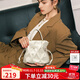 蔻一（Cnoles）【明星同款】斜挎包包女士鳥(niǎo)巢百搭小眾高級感手提單肩女生白色包