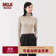 無(wú)印良品（MUJI）女式 起毛 羅紋編織 高領(lǐng)長(cháng)袖T恤 針織衫打底衫女裝25年秋季 米色條紋 M （160/84A）