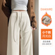 棠暖白色糯米闊腿褲女2026超火早春新款加絨加厚休閑運動(dòng)直筒羊毛褲子 加絨款-米白色小個(gè)子 150-160cm S 80-95斤