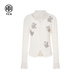 TCH蕾絲針織衫女25年秋冬款高級感設計顯瘦百搭千金風(fēng)氣質(zhì)打底衫 米色 M 110-125斤