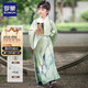 羅蒙漢服男童中國風(fēng)兒童新中式古裝演出服 青山綠男童漢服套裝 120