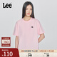 Lee25新品舒適版圓領(lǐng)X-Crew像素徽標設計粉色女短袖T恤顯瘦休閑潮 粉色 M