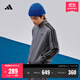adidas男女大童休閑舒適長(cháng)袖套裝兒童秋季新款阿迪達斯官方輕運動(dòng) 深灰/黑色   128