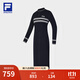 FILA 斐樂官方女子編織連衣裙冬季新品休閑健身運(yùn)動(dòng)修身裙子長裙 傳奇藍(lán)-NV L