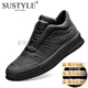 SUSTYLE奢侈高端品牌2025秋冬新款棉鞋男士板鞋加絨保暖休閑高幫羽絨布鞋 黑色棉鞋 38