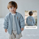 OAK FAMILY冬季寶寶夾棉外套兒童防水夾克男女童棒球服 灰藍色 100