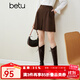 百圖betu女裝秋冬新款短褲美拉德冬日限定ins風高腰闊腿短褲女2310T81 深啡 M