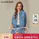 E·LAND KIDS衣戀女童外套25年春季新品學(xué)院風(fēng)復古牛仔翻領(lǐng)夾克 L/Indigo淺靛藍色/56 140 cm
