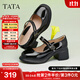 他她（TATA）法式粗跟瑪麗珍鞋女復古黑色小皮鞋女單鞋女新款WGB06AQ4 黑色 38
