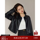 自巧（ZIQIAO）小個(gè)子短款新復古回潮美式pu皮夾克外套女2023秋季新款設計感皮衣 星空黑 XS (2碼)