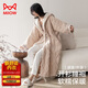 貓人【連帽刺繡】女士睡衣女珊瑚絨睡袍女秋冬季加絨加厚保暖浴袍